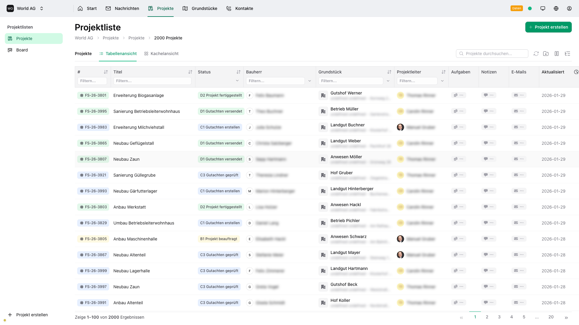 TeamDT project search with filter and grouping